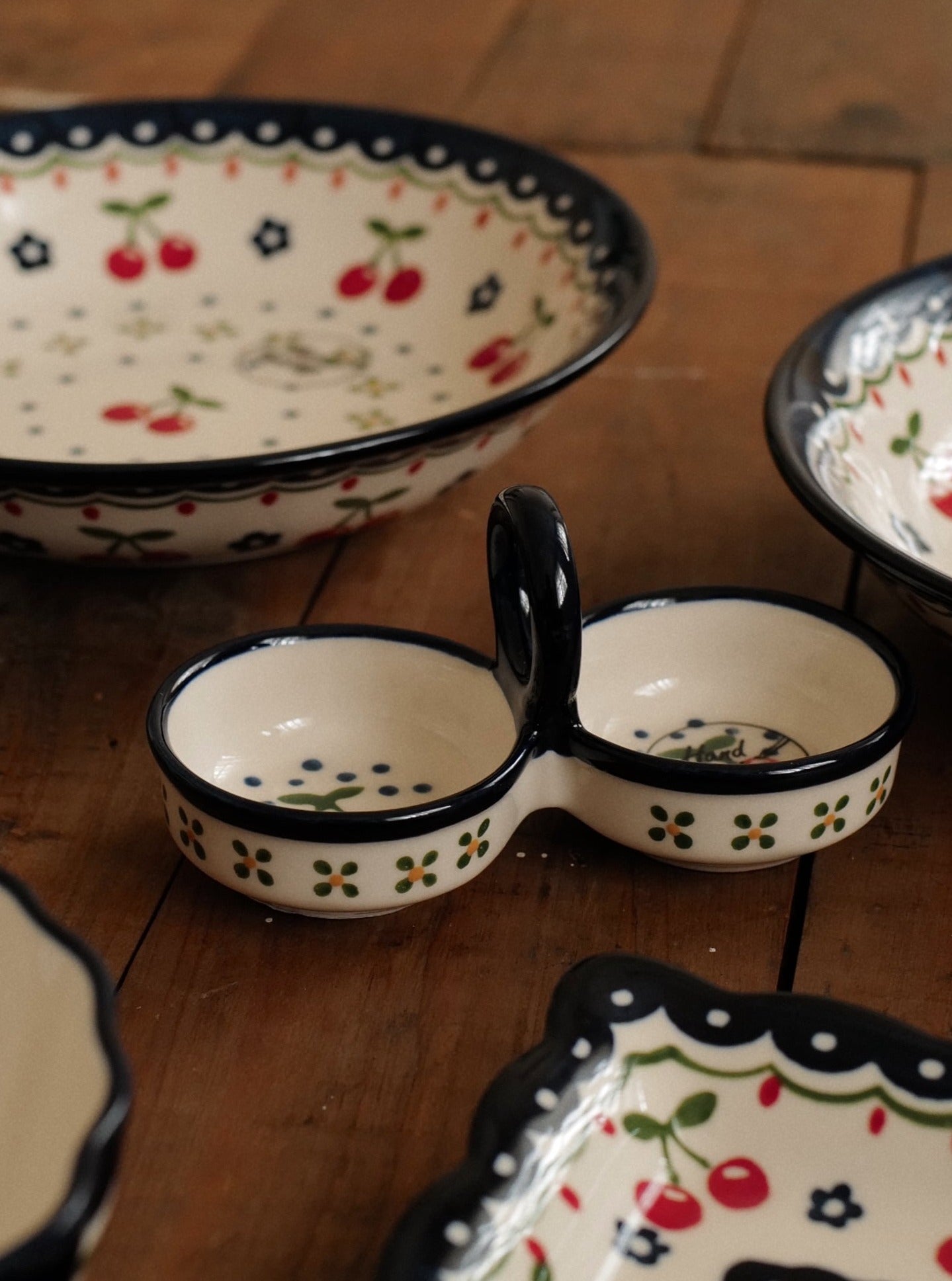 🍒 Hand Painted Ceramic Sauce Dish