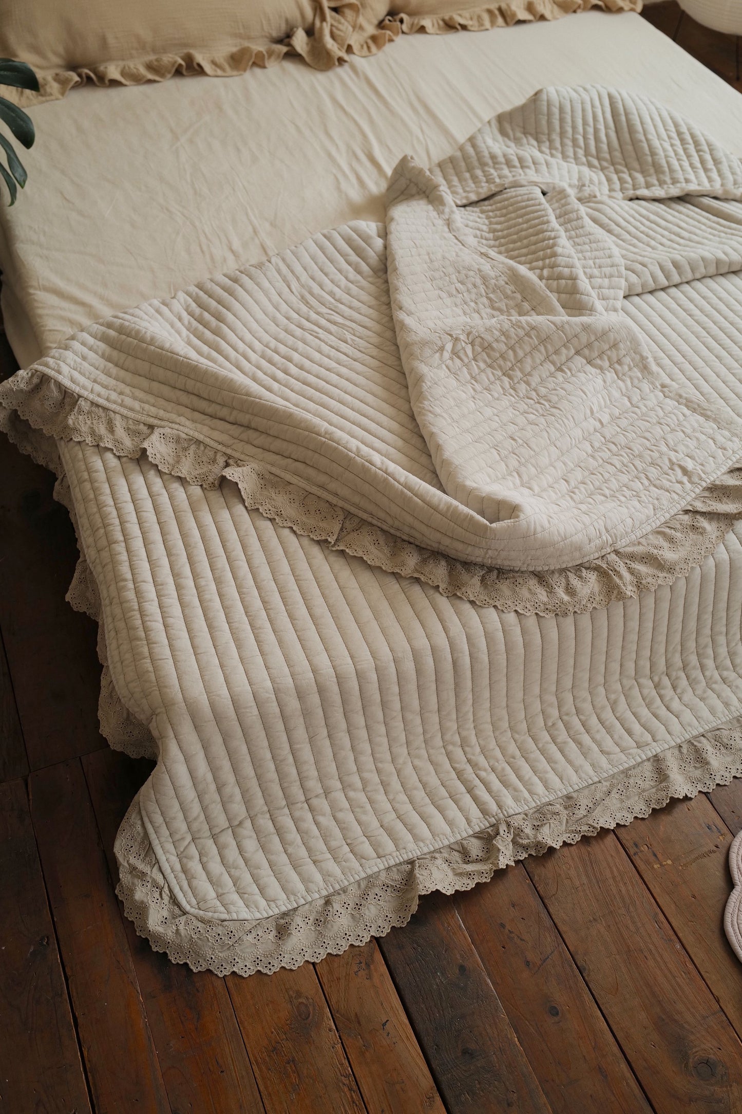 🇰🇷選品|天絲莫代爾蕾絲四季被-淺棕