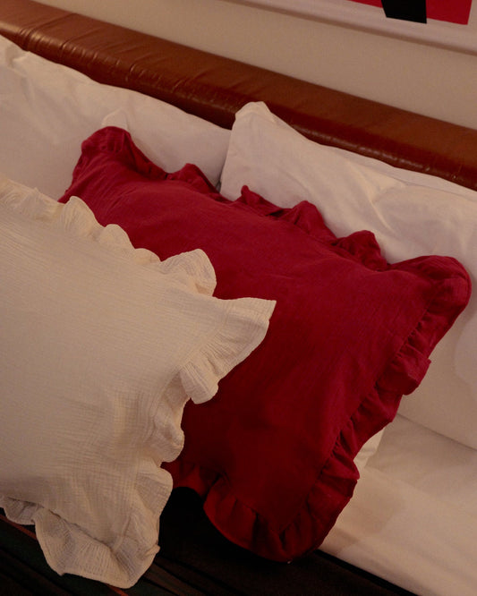 娜綺 Nachi 團購|🧨 發財巾 Cotton Gauze Pillow Towel 寶寶布枕巾 | RED(2入)