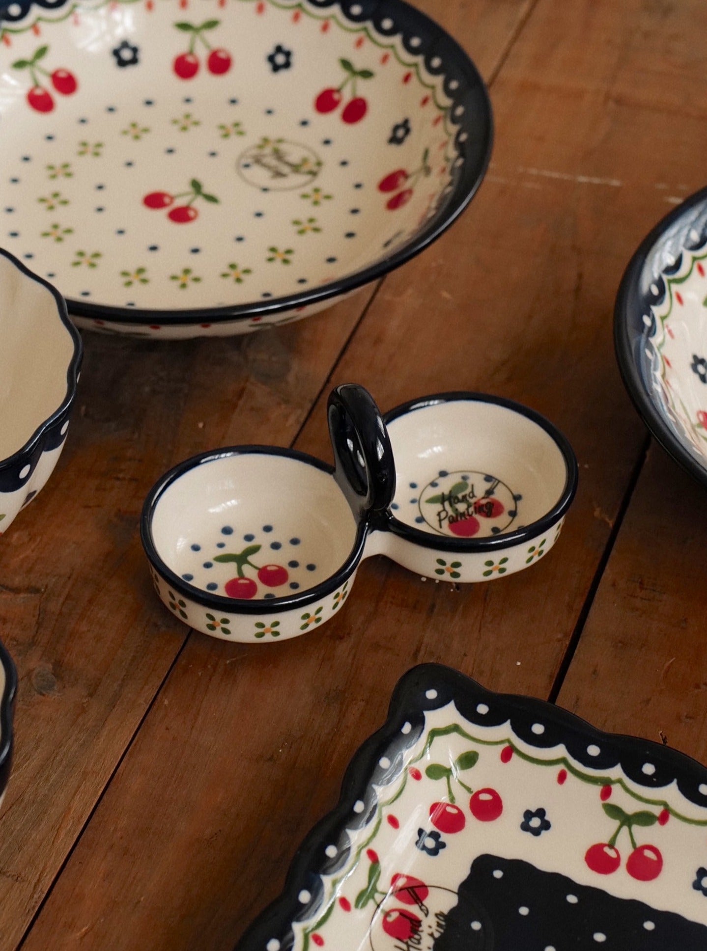 🍒 Hand Painted Ceramic Sauce Dish