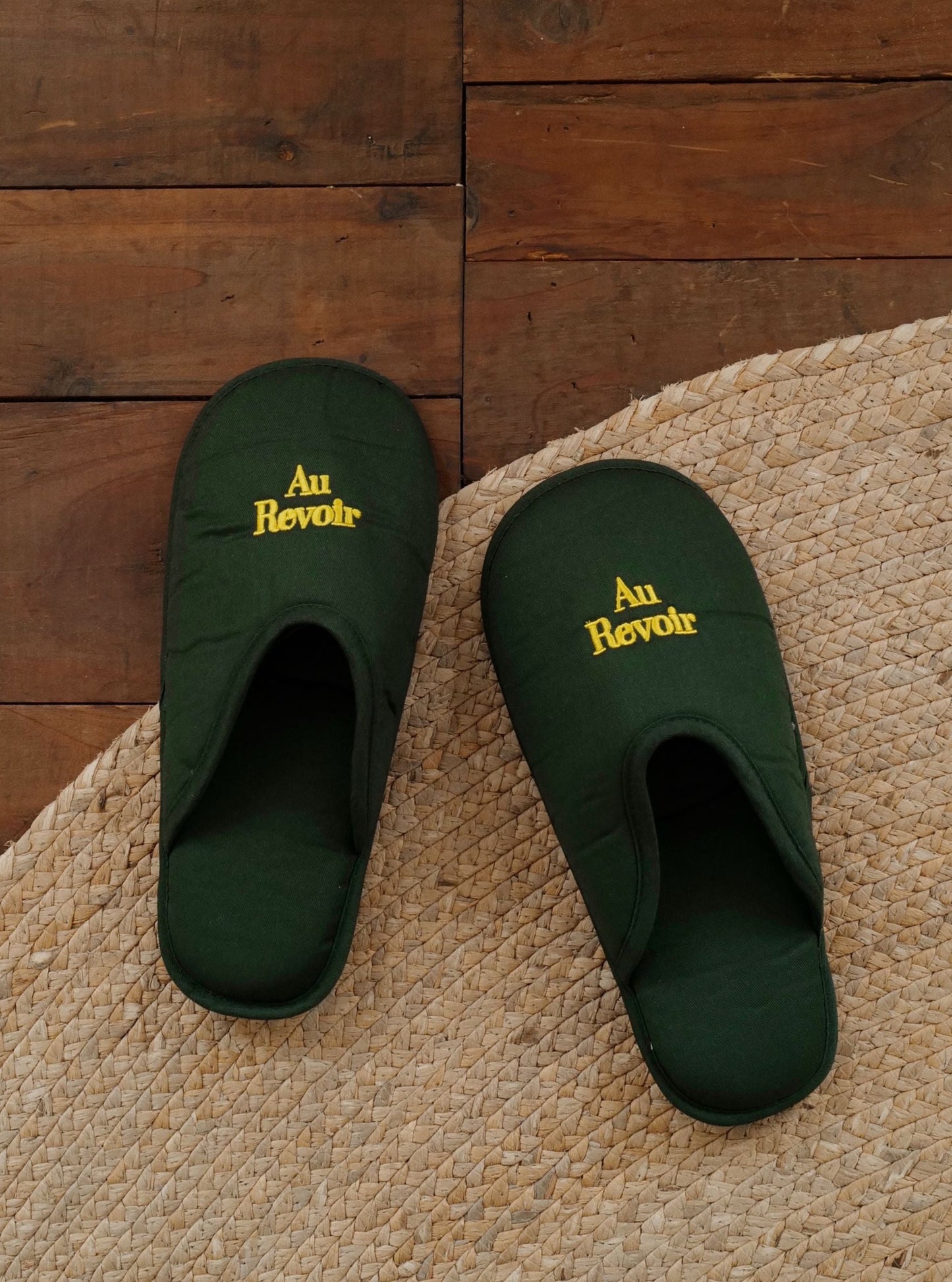 Au Revoir Embroidered Slippers