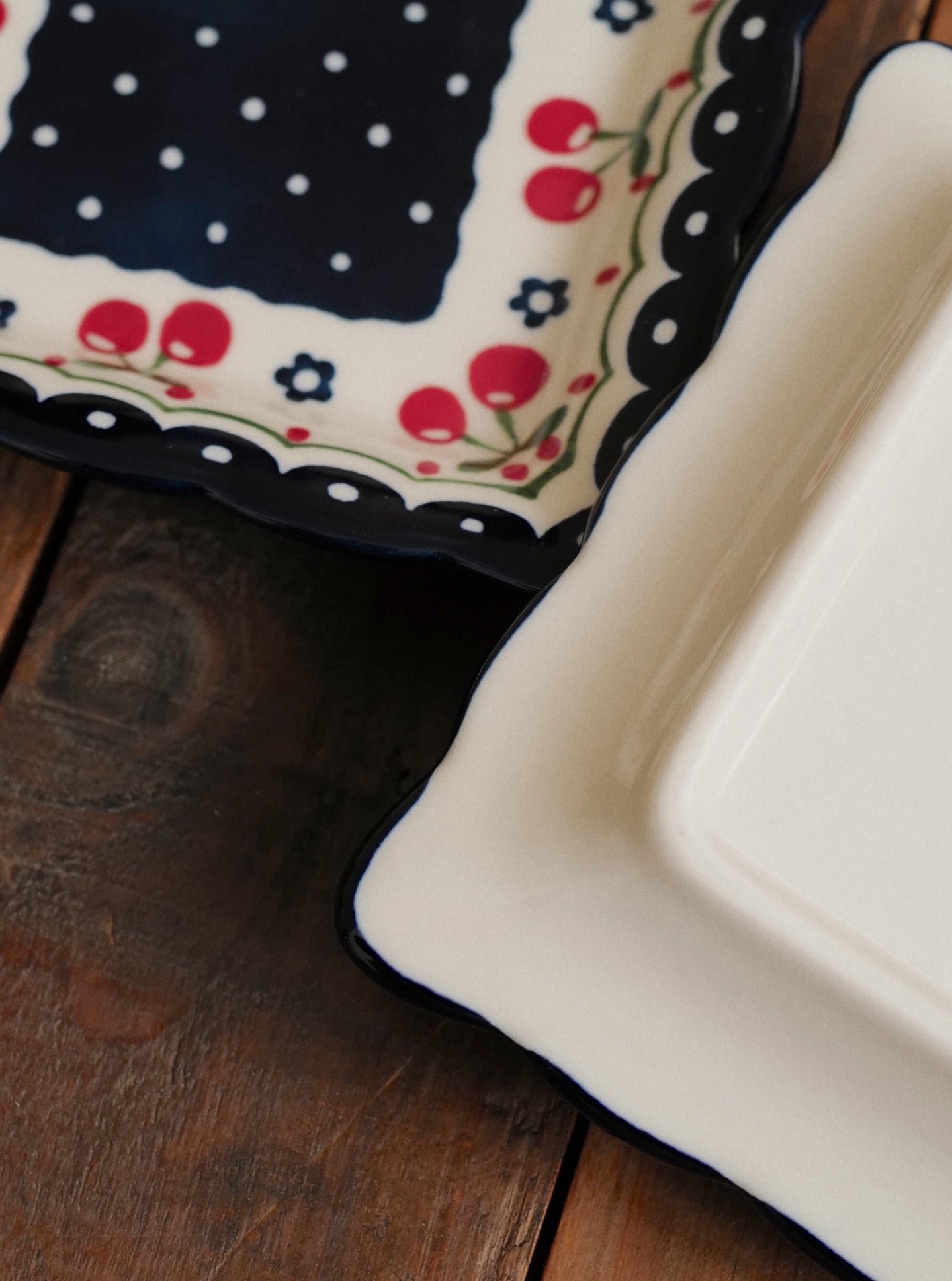 🍒 Hand Painted Ceramic Square Plate