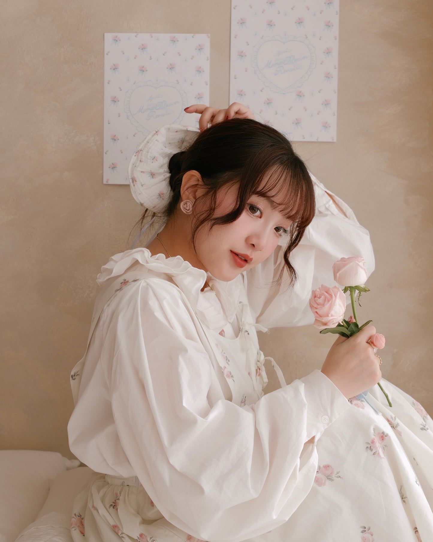 BB x April 🍑 紗棉緞帶髮圈 - RIBBONED ROSE