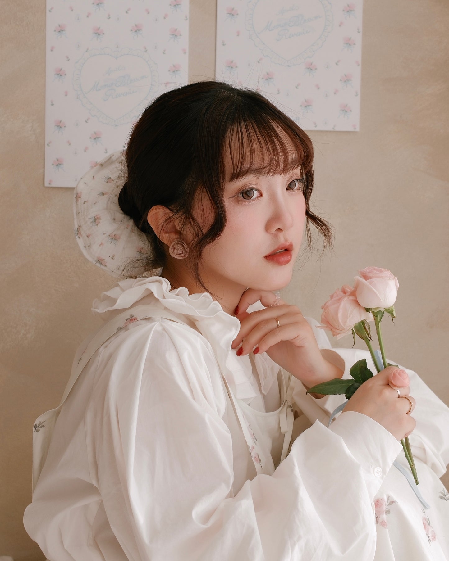 BB x April 🍑 紗棉緞帶髮圈 - RIBBONED ROSE