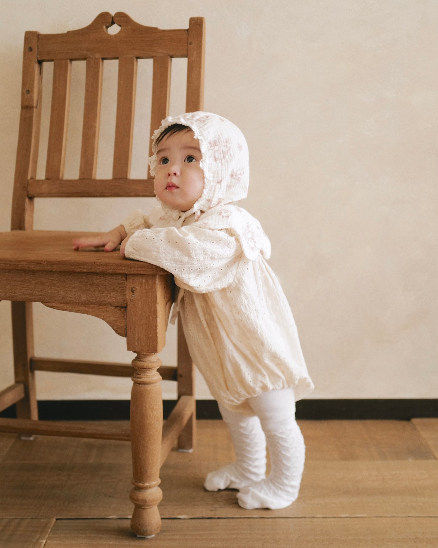 BB x April 🍑 紗棉荷葉邊嬰兒帽 - PEACH WHISPER