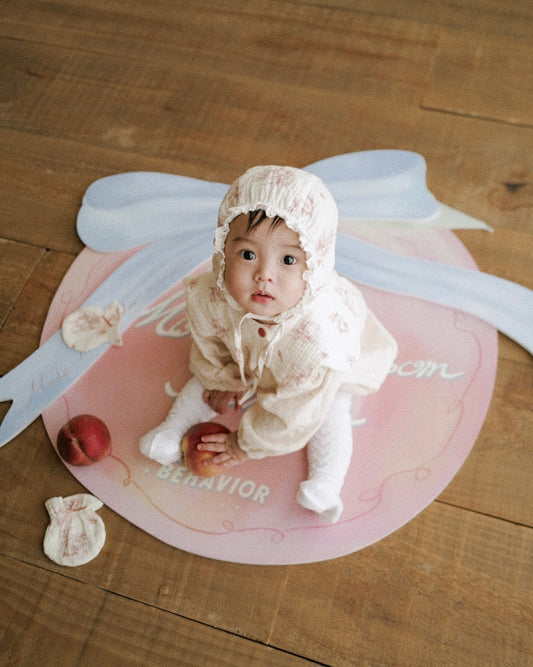 BB x April 🍑 紗棉荷葉邊嬰兒帽 - PEACH WHISPER