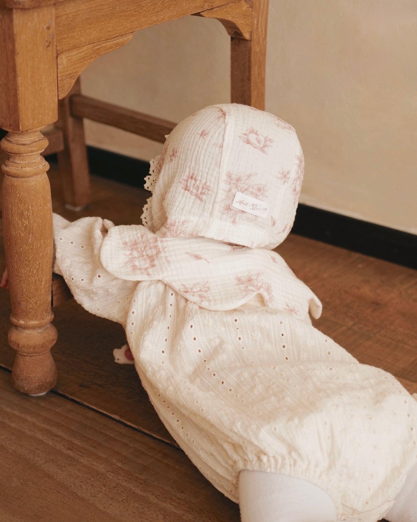 BB x April 🍑 紗棉荷葉邊嬰兒帽 - PEACH WHISPER