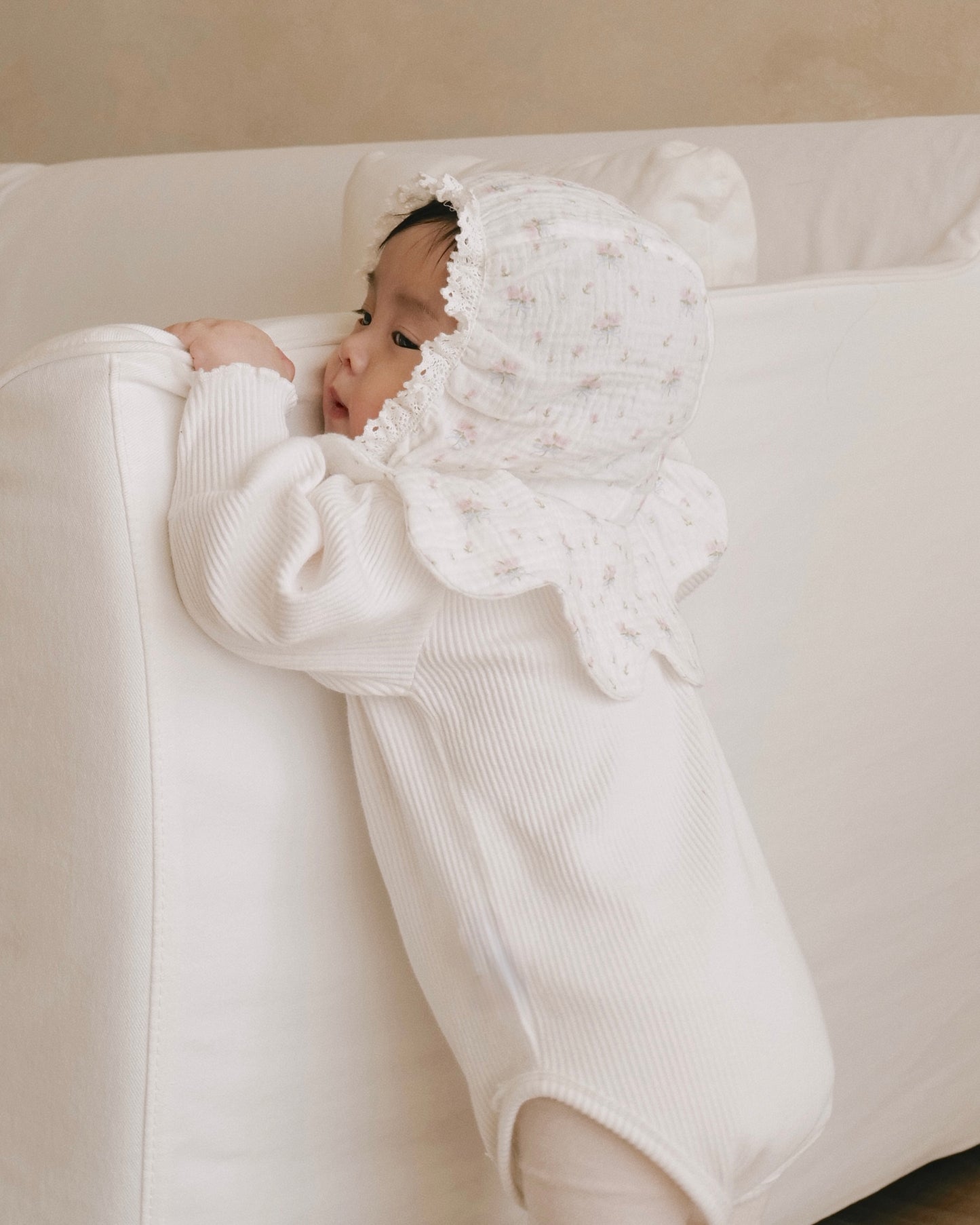 BB x April 🍑 紗棉荷葉邊嬰兒帽 - RIBBONED ROSE