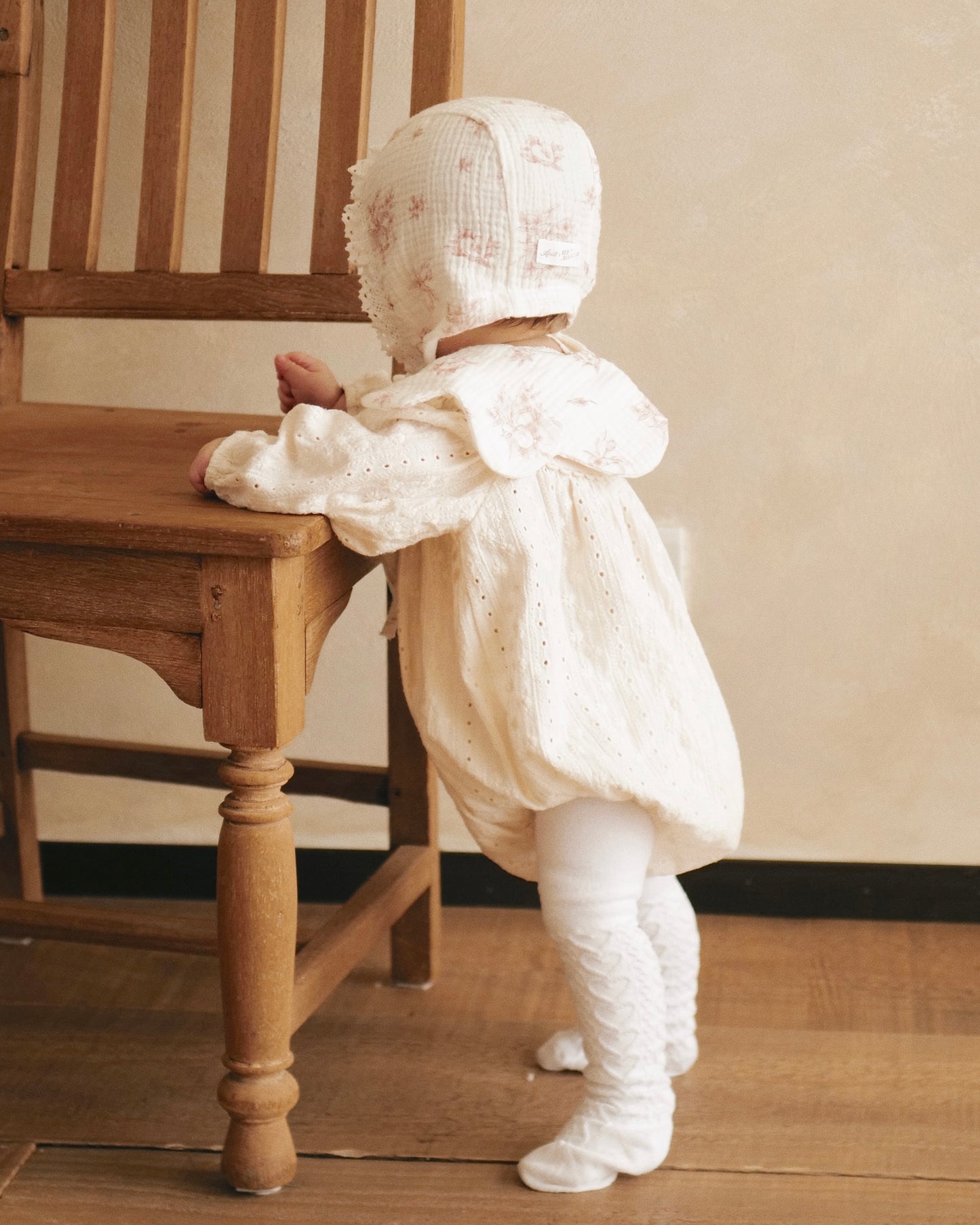 BB x April 🍑 紗棉荷葉邊嬰兒帽 - PEACH WHISPER