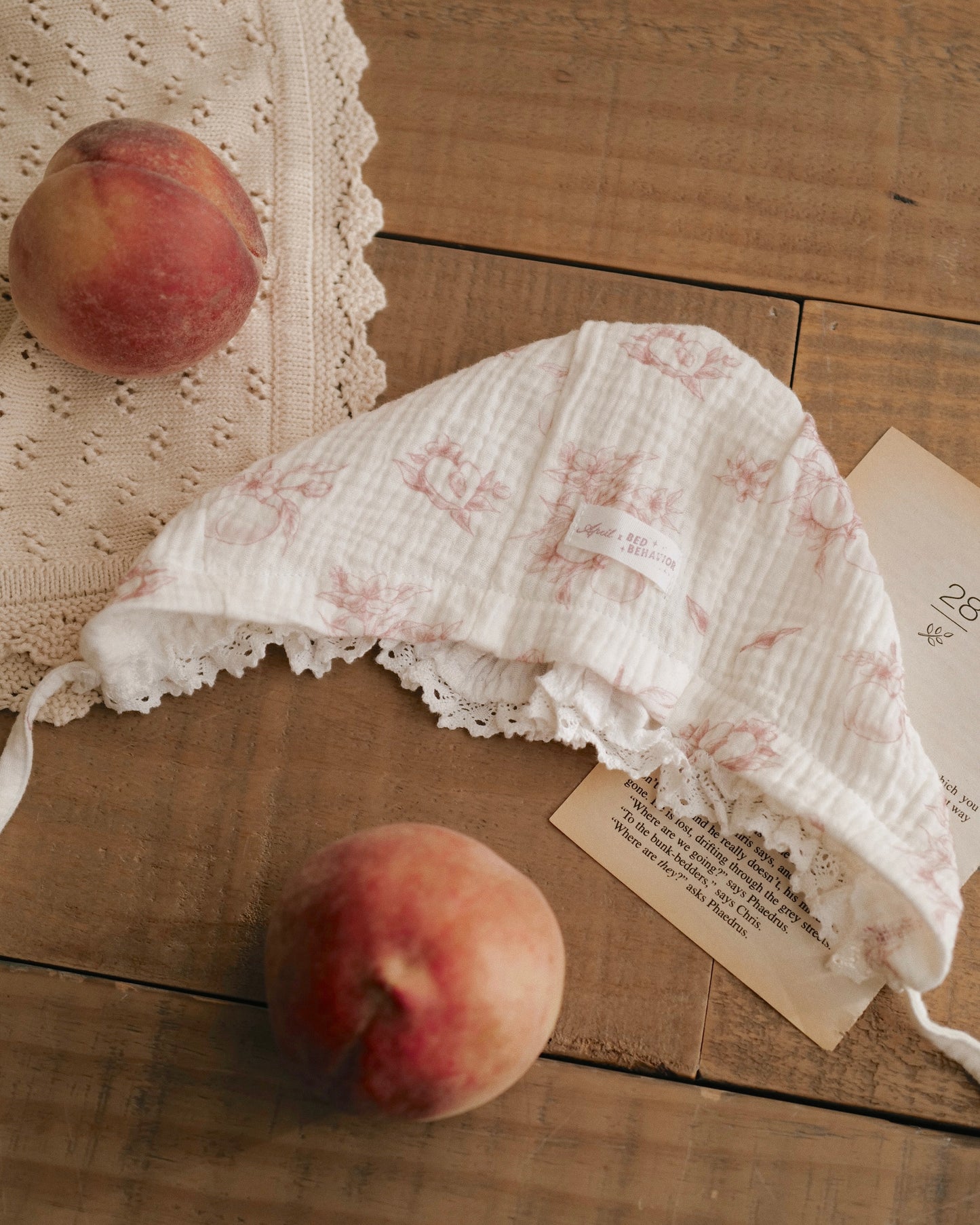 BB x April 🍑 紗棉荷葉邊嬰兒帽 - PEACH WHISPER