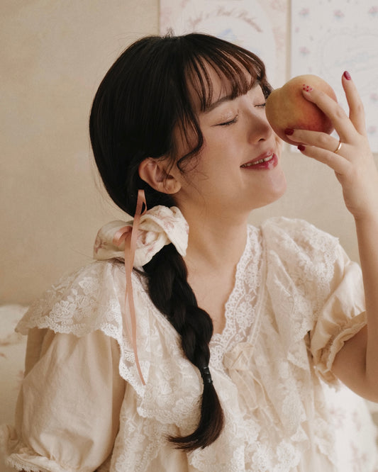 BB x April 🍑 紗棉緞帶髮圈 - PEACH WHISPER