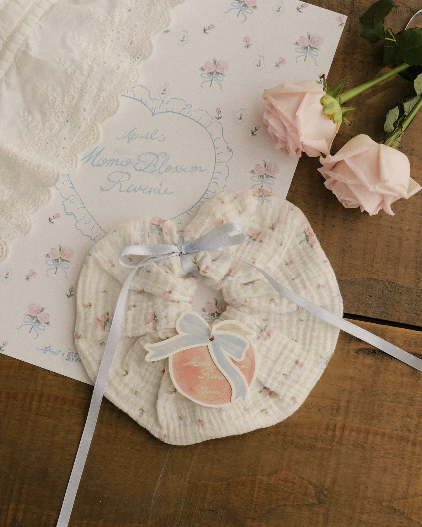 BB x April 🍑 紗棉緞帶髮圈 - RIBBONED ROSE