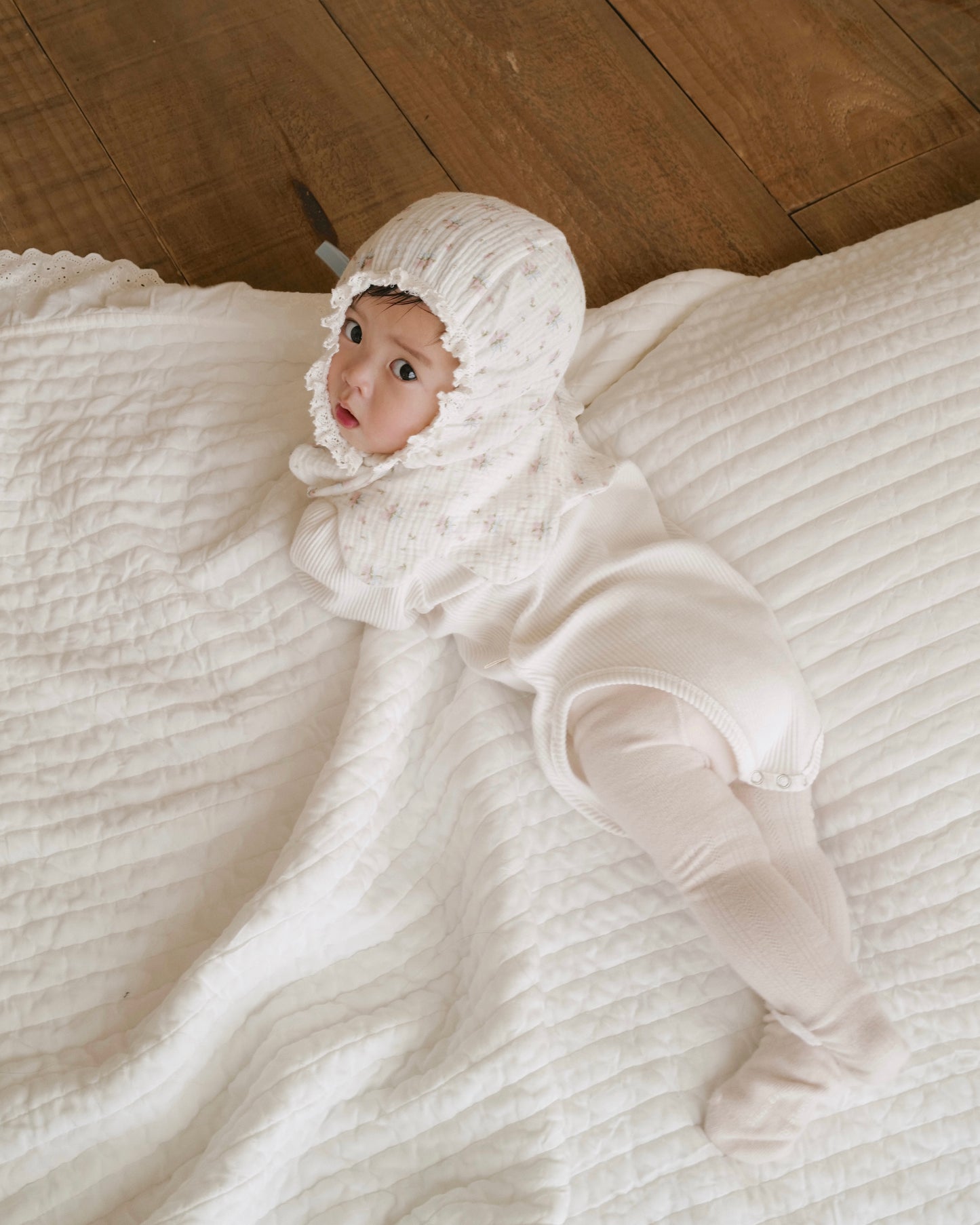 BB x April 🍑 紗棉荷葉邊嬰兒帽 - RIBBONED ROSE