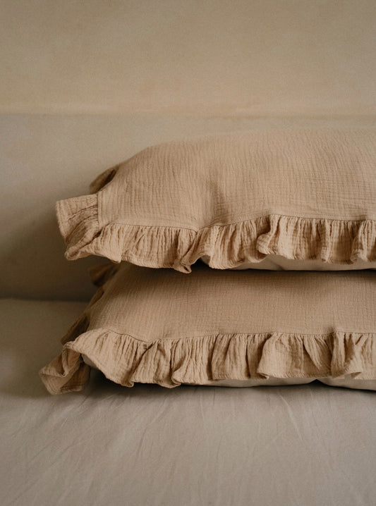 娜綺 Nachi 團購|Cotton Gauze Pillow Towel 寶寶布枕巾 | TAN(2入)