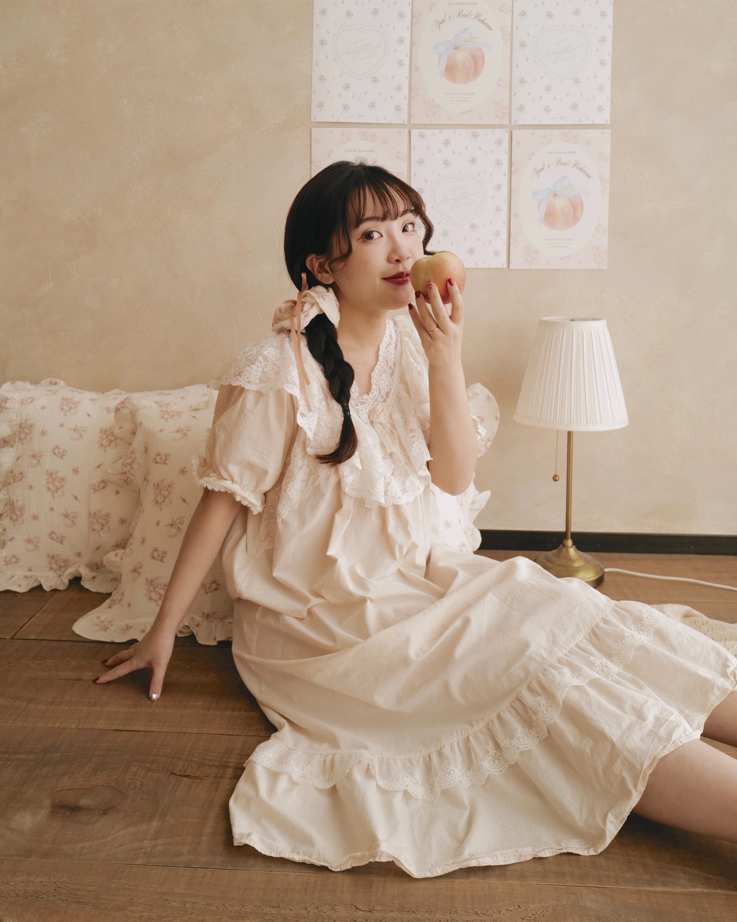 BB x April 🍑 紗棉緞帶髮圈 - PEACH WHISPER