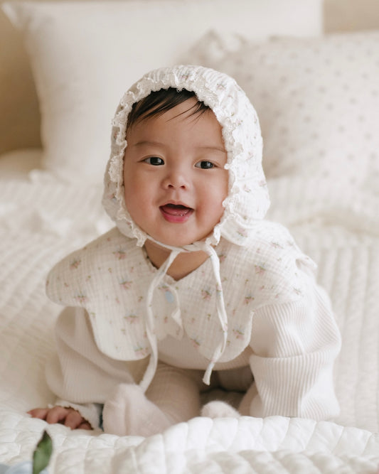 BB x April 🍑 紗棉荷葉邊嬰兒帽 - RIBBONED ROSE