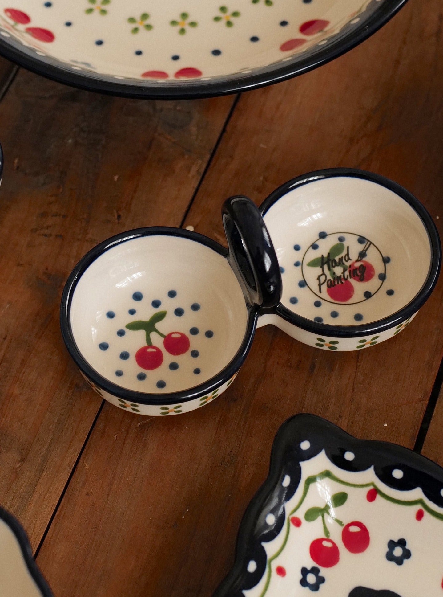 🍒 Hand Painted Ceramic Sauce Dish