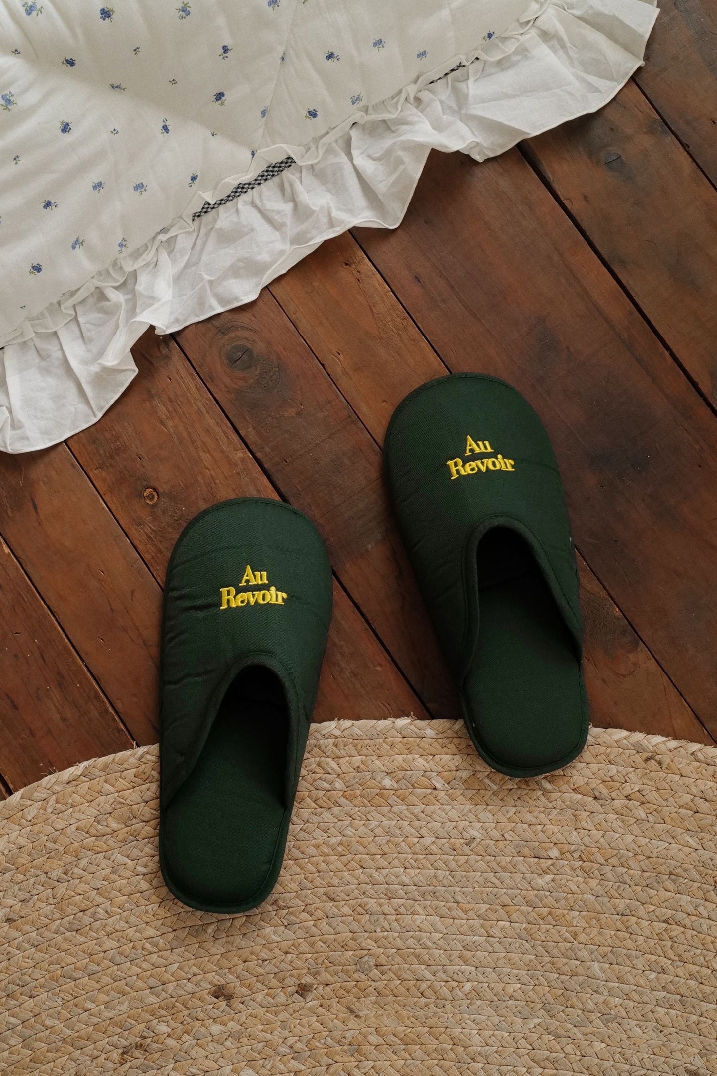 Au Revoir Embroidered Slippers